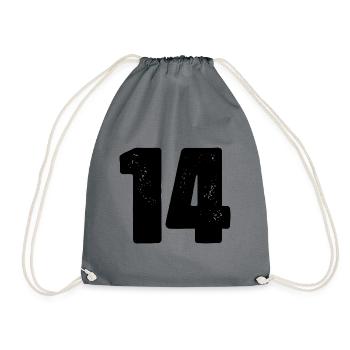 14 Zahl Trikot - Turnbeutel - Grau - Vorne
