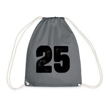 25 Zahl Trikot - Turnbeutel - Grau - Vorne