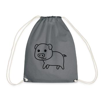 Pig Comic Animal - Drawstring Bag - grey - Front