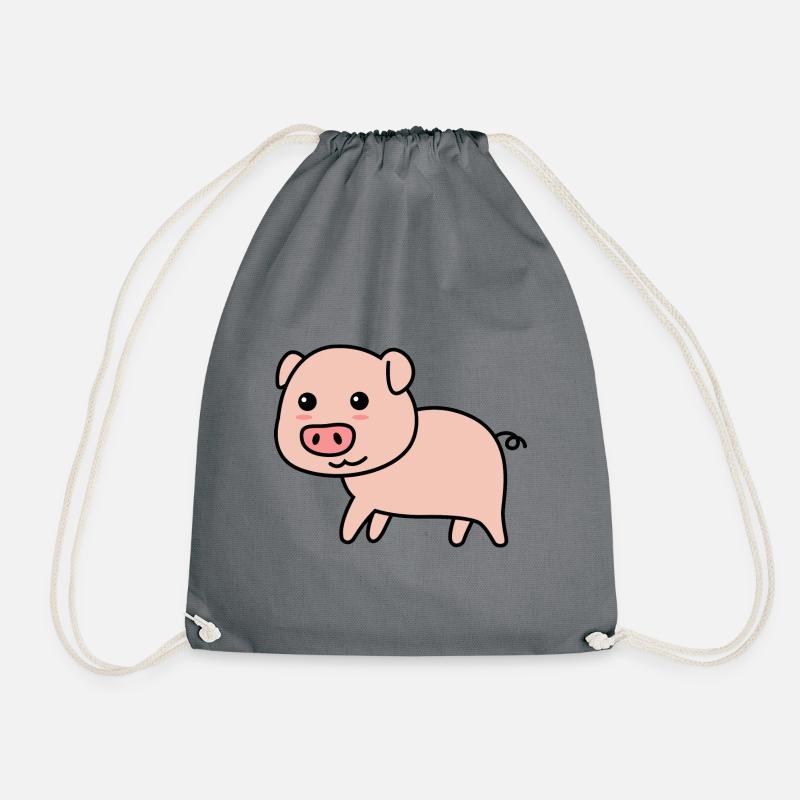 Schwein Comic Tier - Turnbeutel - Grau