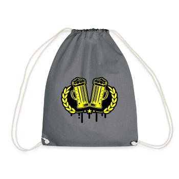 Bier Symbol kranz - Turnbeutel - Grau - Vorne