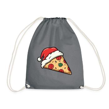 Pizza Christmas Food - Drawstring Bag - grey - Front