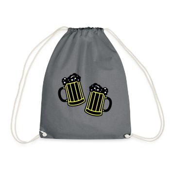 Bier Symbol Saufen - Turnbeutel - Grau - Vorne