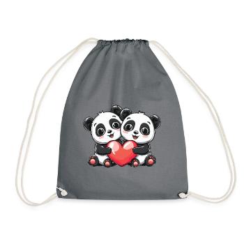 Panda Couple Love Couple In Love - Drawstring Bag - grey - Front