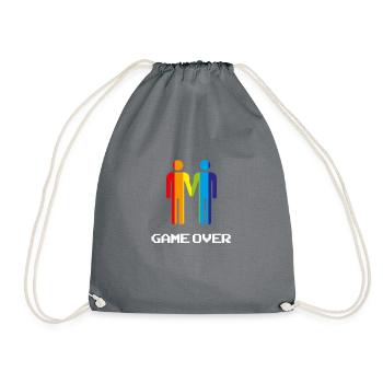 Game Over Men Gay Couple Funny LGBT Shirt - Drawstring Bag - grey - Front