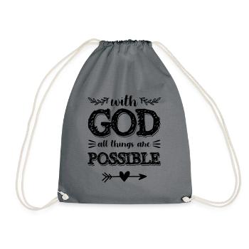 Everything is Possible Jesus Bible Verse - Drawstring Bag - grey - Front