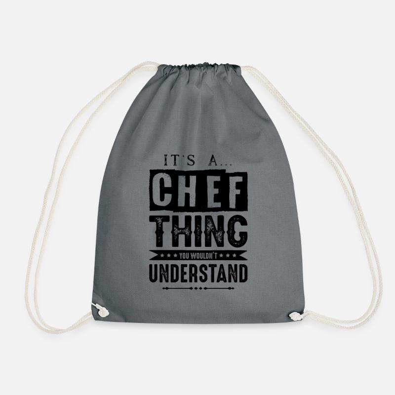 chef chef chef kitchen - Drawstring Bag - grey