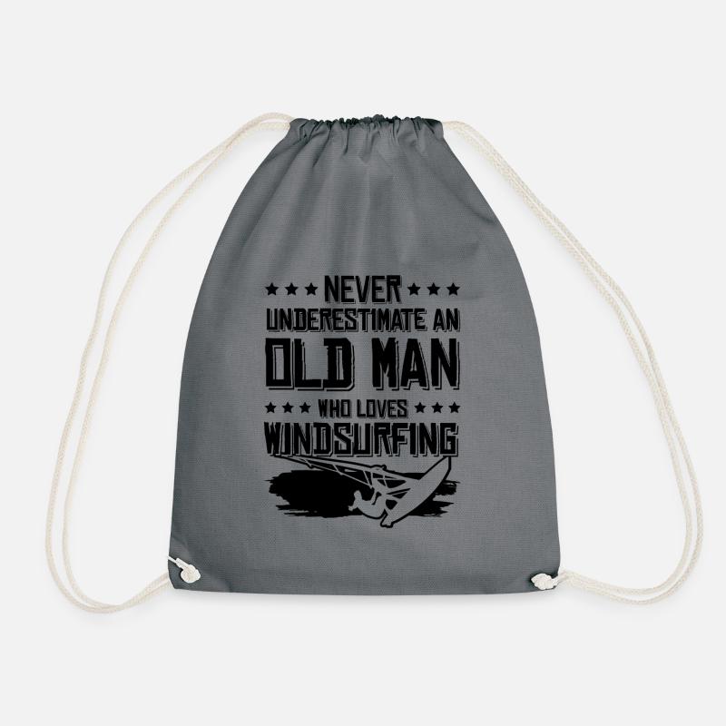 alter mann Windsurfing - Turnbeutel - Grau