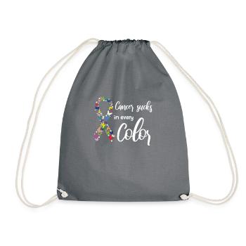 Cancer Sucks In Every Color, Fight Cancer Ribbons - Drawstring Bag - grey - Front