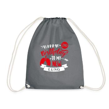 Happy 2nd Birthday To My New Lung, Transplant - Drawstring Bag - grey - Front
