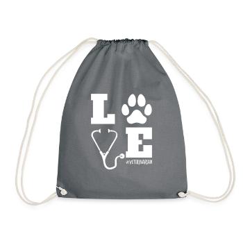 LOVE Veterinary Animal Lovers Veterinarian - Drawstring Bag - grey - Front