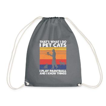 That's What I Do Pet Cats I Play Paintball - Drawstring Bag - grey - Front