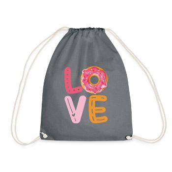 Love Donut - Donut Liebe - Drawstring Bag - grey - Front