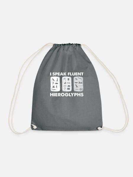 I Speak Fluent Hieroglyphs, Ägypten Archäologie - Turnbeutel - Grau
