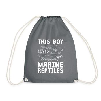 This Boy Loves Marine Reptiles, Monasaurus - Drawstring Bag - grey - Front