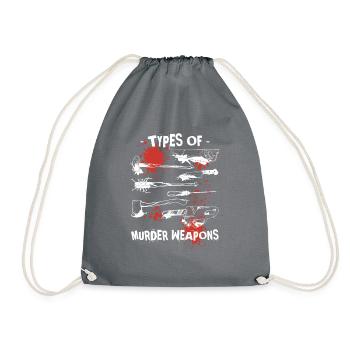 Types Of Murder Weapons, Horror Movie Lovers - Drawstring Bag - grey - Front
