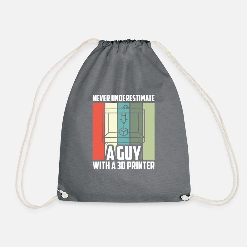 Never Underestimate A Guy 3D Printer - 3D Druck - Turnbeutel - Grau