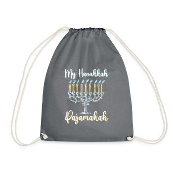 My Hanukkah Pajamakah - Menorah Lights Hanukkah - Drawstring Bag - grey - Front