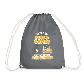 C’est tout le plaisir et les jeux, drôle de conducteur de chariot élévateur - Sac de sport léger - gris - Devant