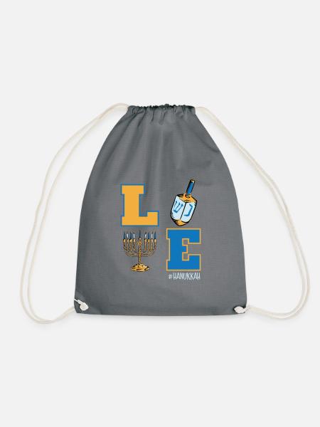 Love Hanukkah, Jüdische Dreidel Menora Chanukka - Turnbeutel - Grau