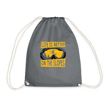 Life is better on the slopes, winter sports skiing - Drawstring Bag - grey - Front
