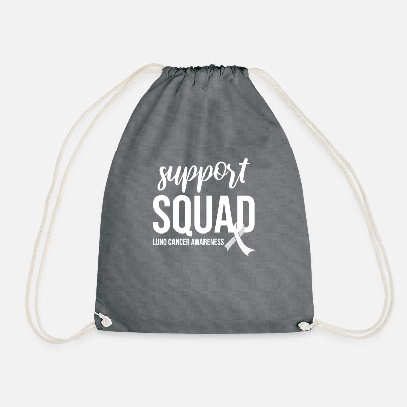 Support Squad, White Loop Lung Cancer - Drawstring Bag - grey