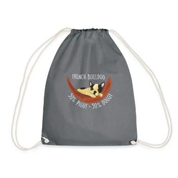 50% Piggy 50% Doggy, Drôle Français Bulldog - Sac de sport léger - gris - Devant