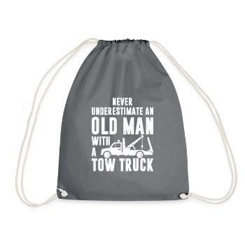 Never Underestimate An Old Man Abschleppwagen - Turnbeutel - Grau - Vorne