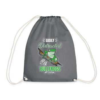 Easily Distracted By Bullfrogs, Frog Hunting - Drawstring Bag - grey - Front