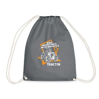 Never Underestimate An Old Man With Tractor Bauer - Drawstring Bag - grey - Front