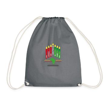 Mishumaa with 7 principles, Kwanzaa Kinara - Drawstring Bag - grey - Front