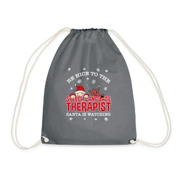 Be Nice To The Speech Language Therapist Santa - Drawstring Bag - grey - Front