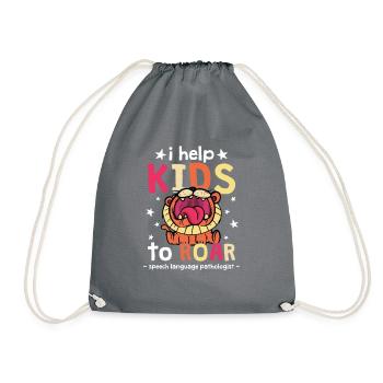 I Help Kids To ROAR, Speech Therapist - Drawstring Bag - grey - Front