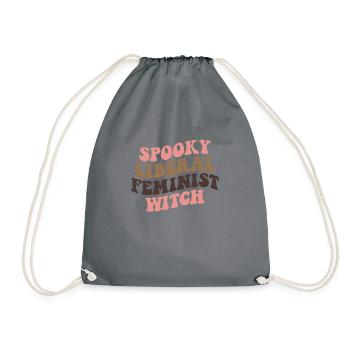 Spooky Liberal Feminist Witch Halloween Women's Rights - Drawstring Bag - grey - Front