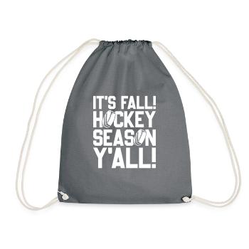 It's Fall Hockey Season Y'all, Fall Hockey Love - Drawstring Bag - grey - Front