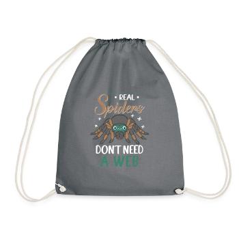 Real Spiders Don't Need A Web, jumping spider - Drawstring Bag - grey - Front