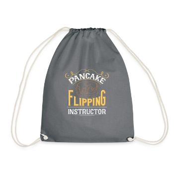 Pancake Flipping Instructor, Pancake Papa - Drawstring Bag - grey - Front