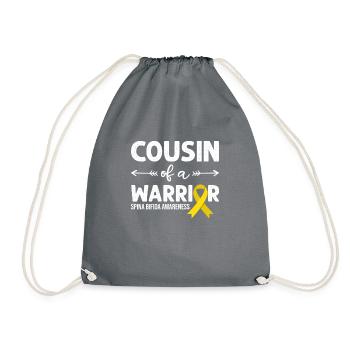 Cousin Of A Warrior, Yellow Ribbon Spina Bifida - Drawstring Bag - grey - Front