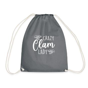 Crazy Clam Lady, Muscheln sammeln - Turnbeutel - Grau - Vorne
