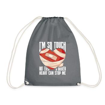 I'm So Tough A Broken Heart Operation Open Heart - Drawstring Bag - grey - Front
