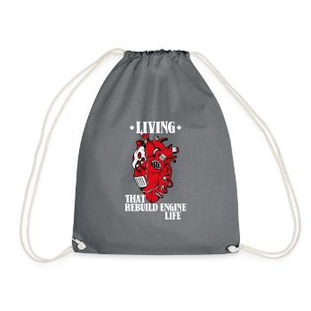Living That Rebuild Engine Life, Operation Heart - Drawstring Bag - grey - Front