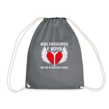 Never Underestimate A Women Open Heart Surgery - Drawstring Bag - grey - Front