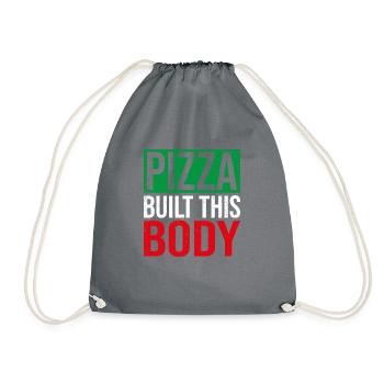 Pizza Built This Body, funny pizza lover - Drawstring Bag - grey - Front