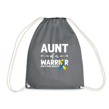Aunt Of A Warrior, Schleife Downsyndrom - Turnbeutel - Grau - Vorne