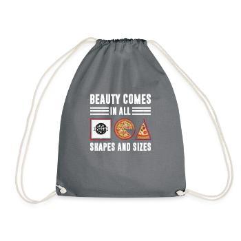 Beauty Comes In All Shapes And Sizes Funny Pizza - Drawstring Bag - grey - Front