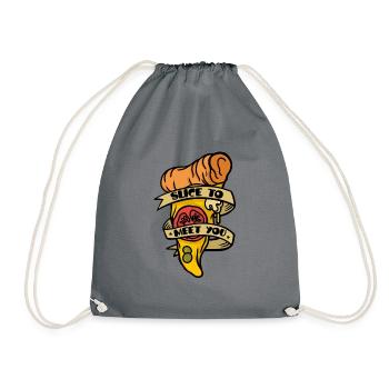 Slice To Meet You, Pizza Party - Drawstring Bag - grey - Front