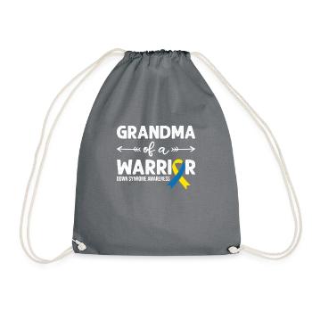 Grandma Of A Warrior, Schleife Downsyndrom - Turnbeutel - Grau - Vorne