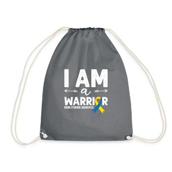 I Am A Warrior, Schleife Downsyndrom - Turnbeutel - Grau - Vorne