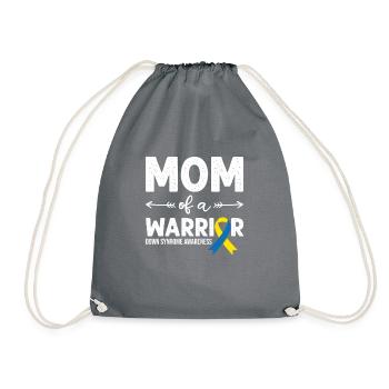 Mom Of A Warrior, Schleife Downsyndrom - Turnbeutel - Grau - Vorne