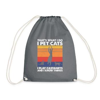 That's What Do Pet Cats Play Castanets Know Things - Drawstring Bag - grey - Front